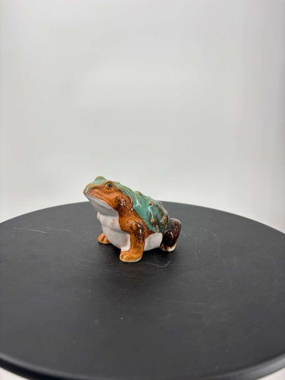 Vintage Hirado Frog Figurine Japanese Art Pottery Stoneware Toad Glazed Clay 3”